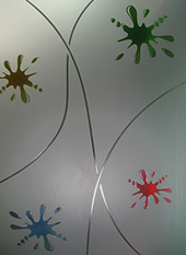 Decorazione artistica del vetro: Colore/Incolore su Satinato Mate